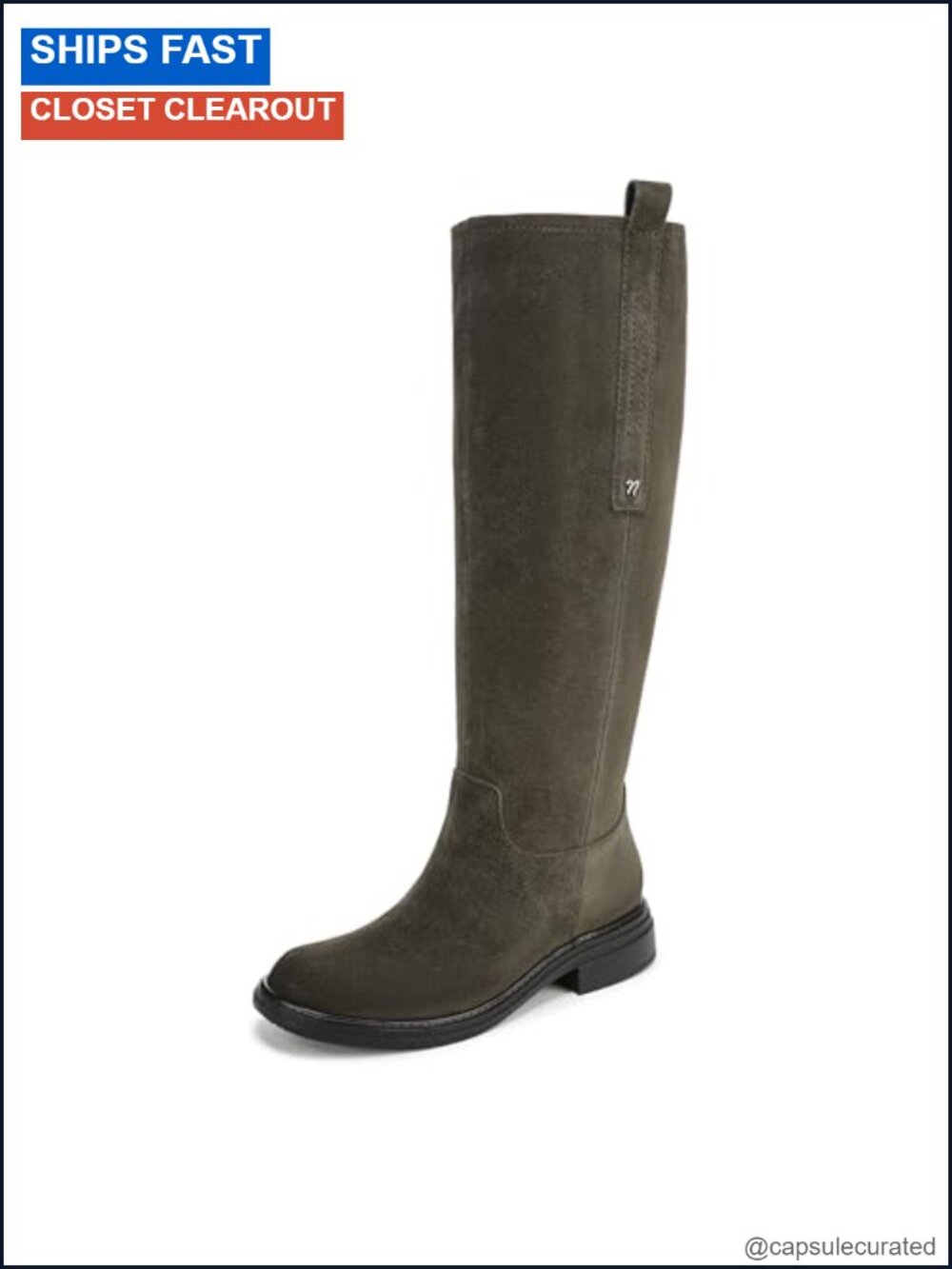 Naturalizer Ontime Wide Calf Suede Knee High Boots Block Heel Zip